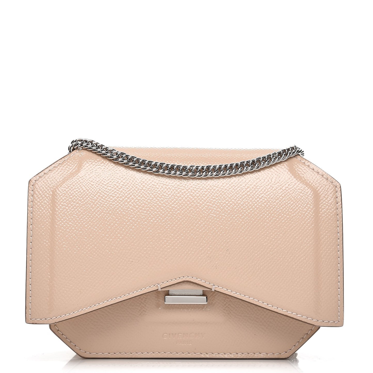 Patent Calfskin Bow Cut Chain Wallet