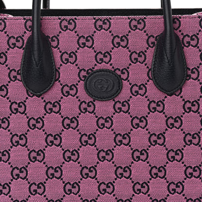 Gucci Monogram Multicolor Textured Dollar Calfskin Small Retro Interlocking G Tote Bag Pink Blue 8 of 10