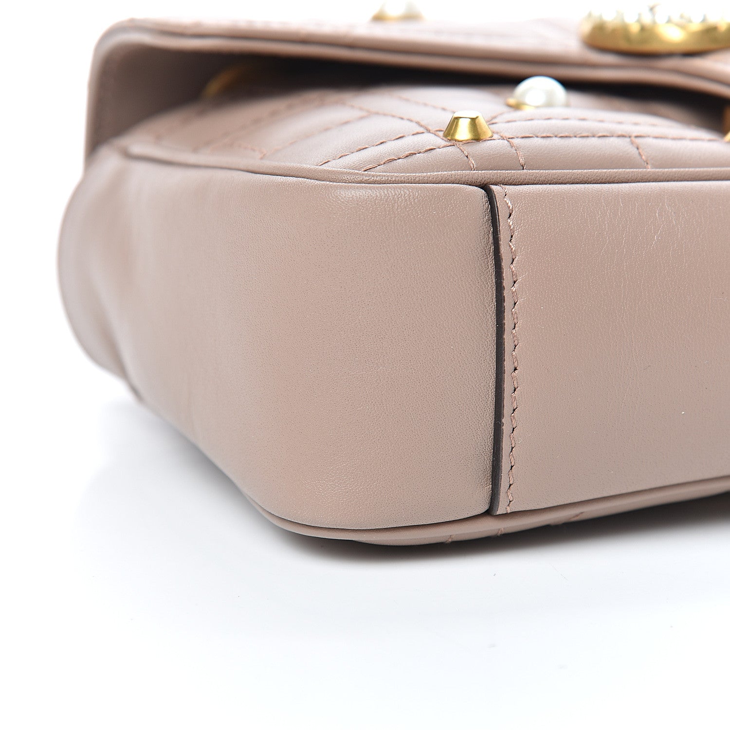 Gucci Calfskin Matelasse Studded Mini Pearly GG Marmont Shoulder Bag Porcelain Rose 9 of 12