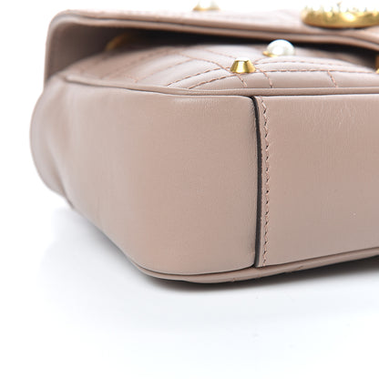 Gucci Calfskin Matelasse Studded Mini Pearly GG Marmont Shoulder Bag Porcelain Rose 9 of 12