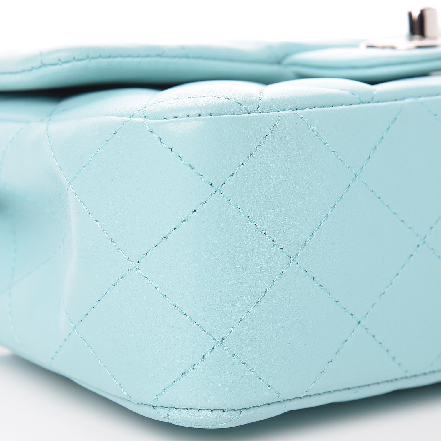 Chanel Lambskin Quilted Mini Rectangular Flap Light Blue 8 of 10