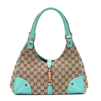 Gucci Monogram Calfskin Large Bardot Shoulder Bag Turquoise 1 of 11
