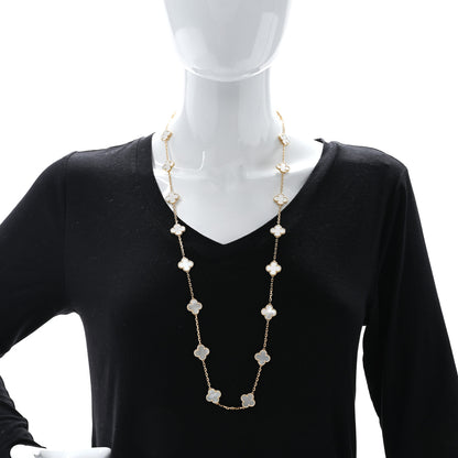 Van Cleef & Arpels 18K Yellow Gold Mother of Pearl 20 Motifs Vintage Alhambra Necklace 3 of 4
