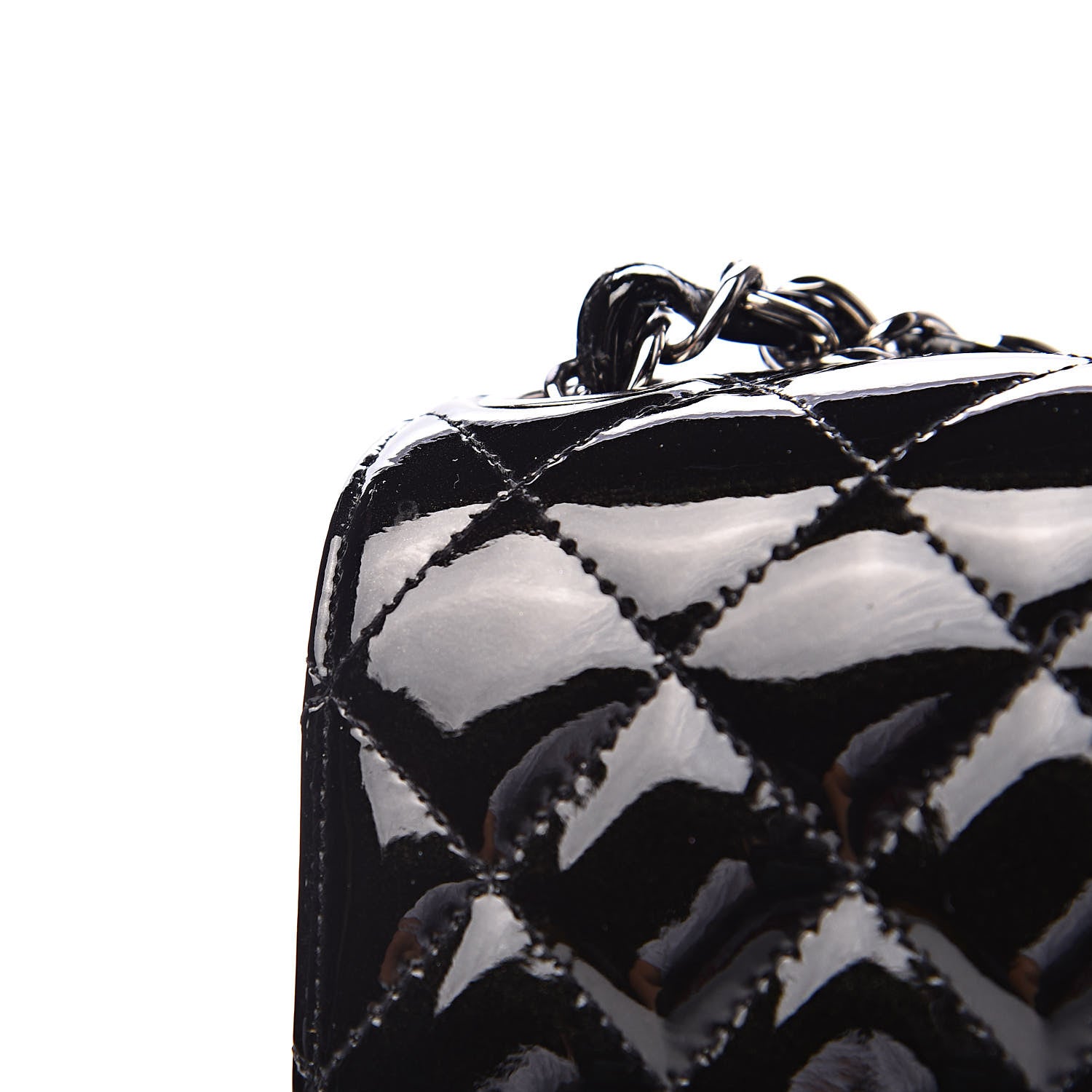 Chanel Patent Calfskin Sparkle Quilted Mini Square Flap Black 8 of 14