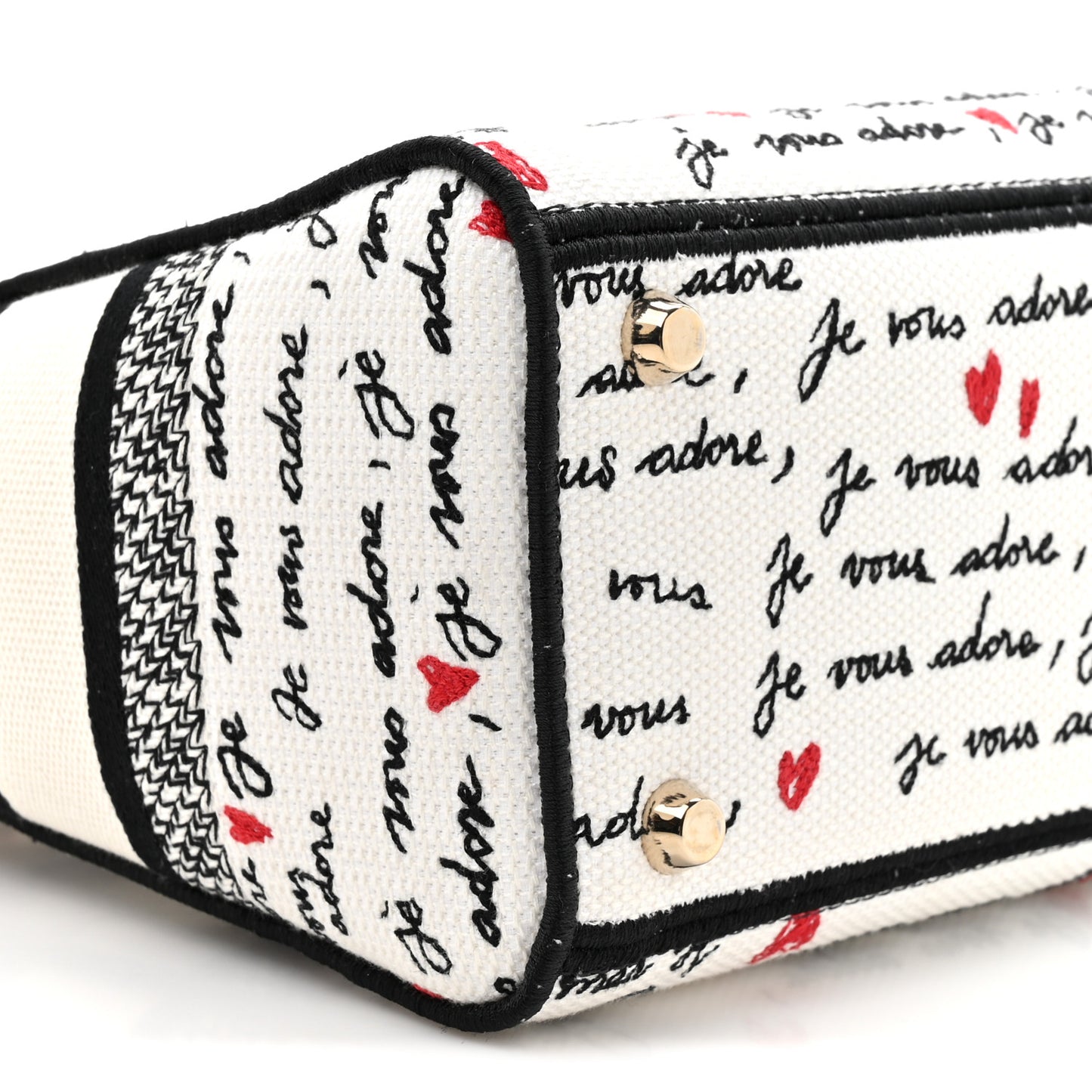 Canvas Embroidered Dioramour Je Vous Adore Medium Lady D-Lite White Black Red
