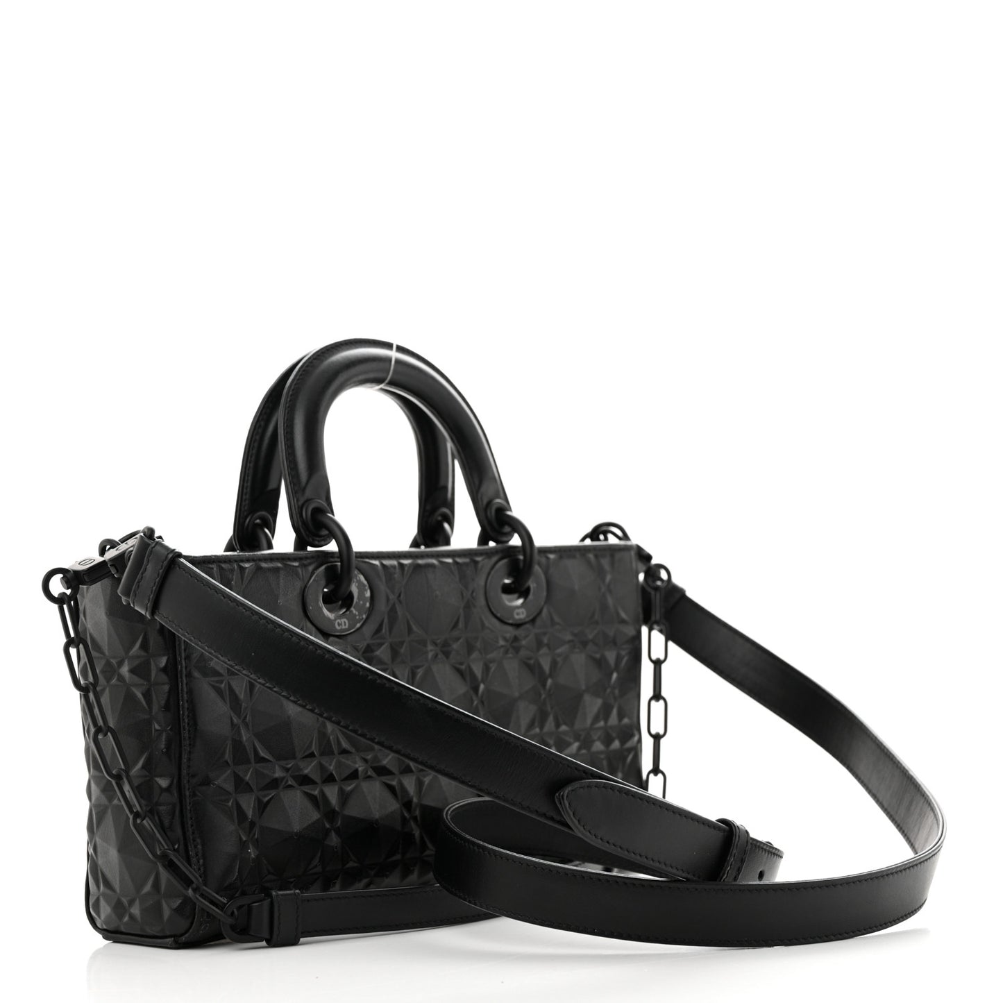 Calfskin Cannage Diamond Medium Lady D-Joy Black