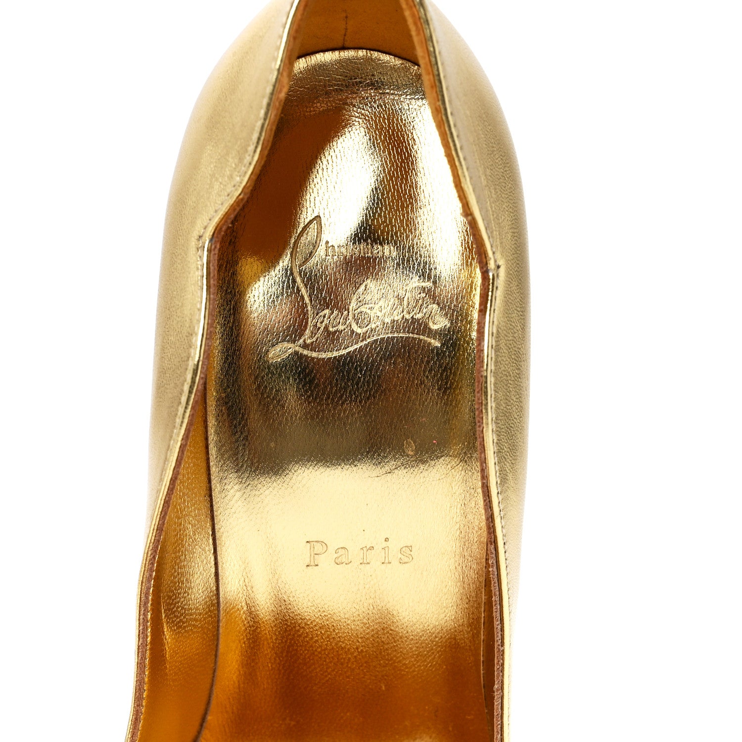 Christian Louboutin Metallic Calfskin Hot Chick 100 Pumps 38 Gold 7 of 8