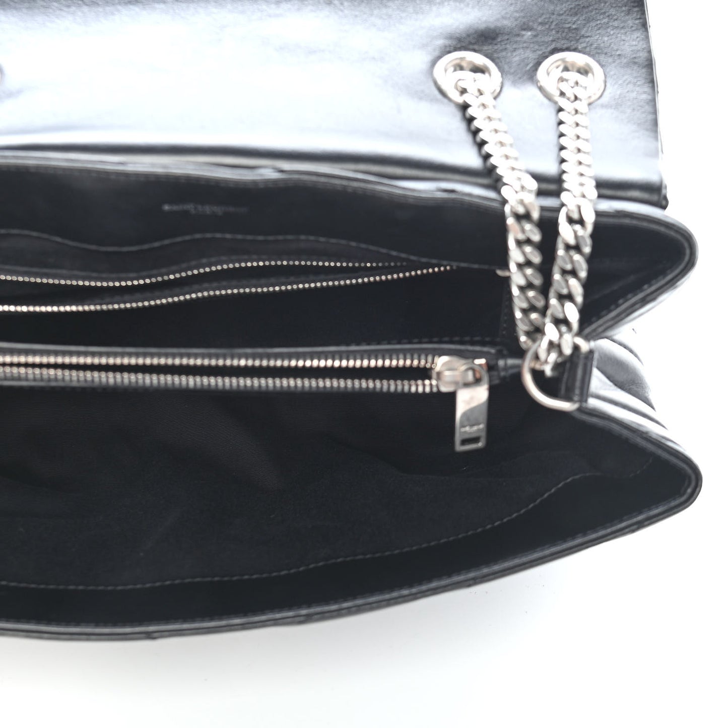 Calfskin Y Quilted Monogram Medium Loulou Chain Satchel Black