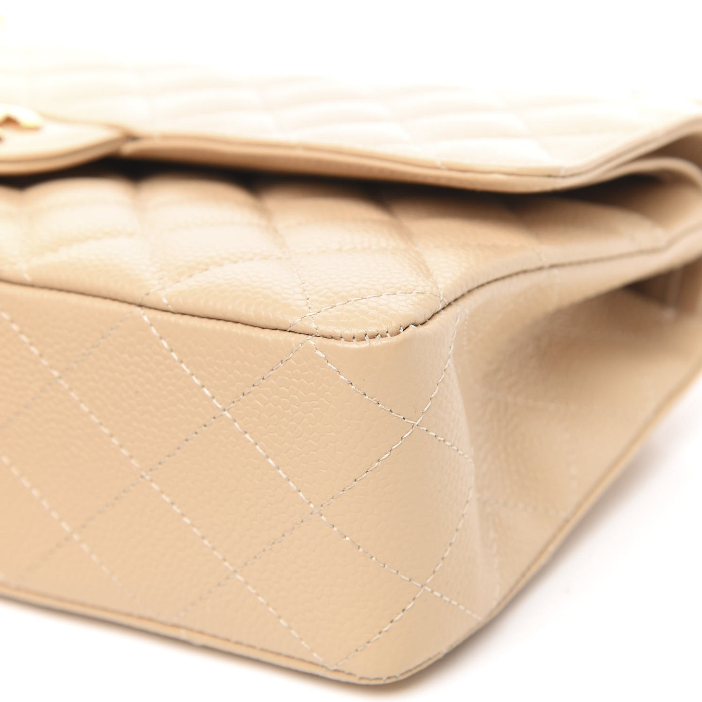 Caviar Quilted Medium Double Flap Beige Clair