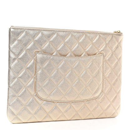 Chanel Metallic Lambskin Quilted Medium Cosmetic Case Gold 3 of 10