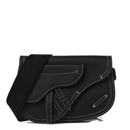 Christian Dior X KAWS Grained Calfskin Saddle Pouch Black 1 of 12