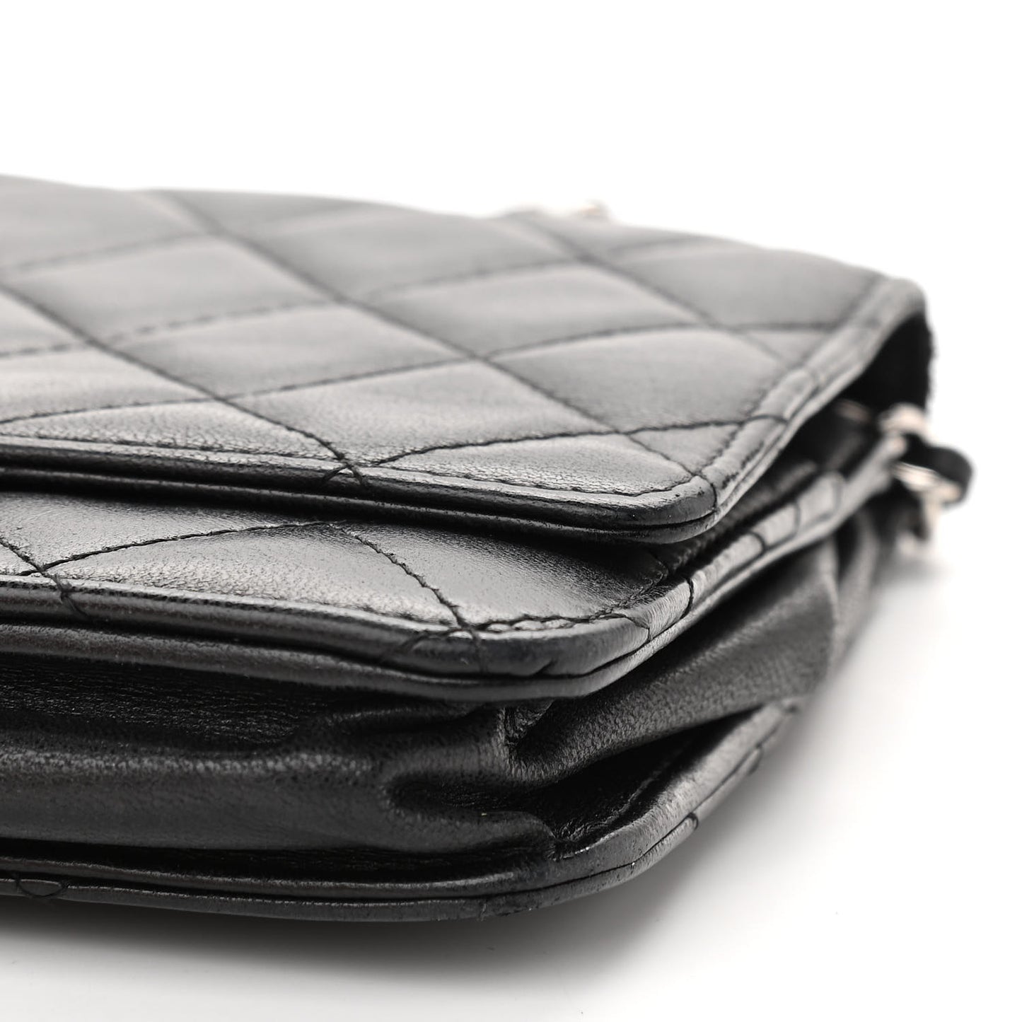 Lambskin Quilted Wallet On Chain WOC Black