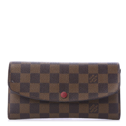 Louis Vuitton Damier Ebene Emilie Wallet Red 1 of 12