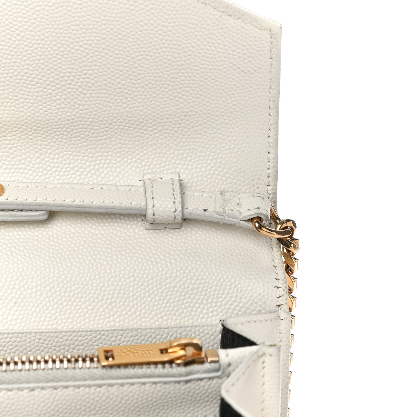 Grain De Poudre Matelasse Chevron Monogram Chain Wallet White