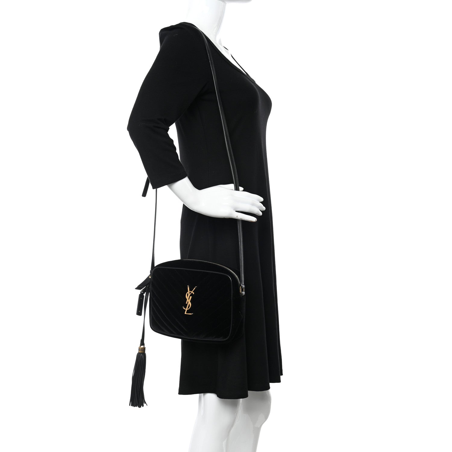 Saint Laurent Velvet Matelasse Monogram Lou Camera Bag Black 2 of 9
