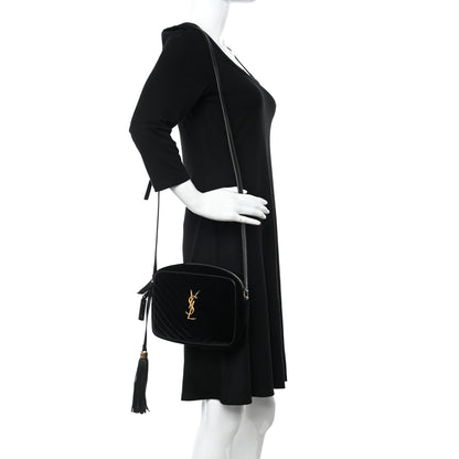 Saint Laurent Velvet Matelasse Monogram Lou Camera Bag Black 2 of 9