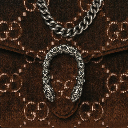 Gucci Velvet GG Monogram Mini Dionysus Chain Wallet Brown 8 of 11