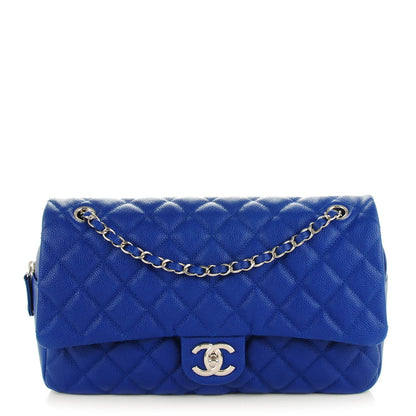 Chanel Caviar Quilted Jumbo Easy Flap Blue 1 of 8