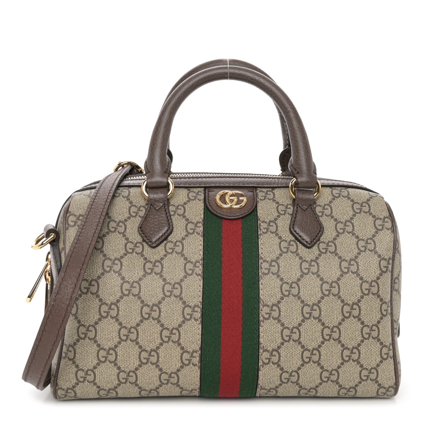 GG Supreme Monogram Web Small Ophidia Top Handle Bag Beige Ebony
