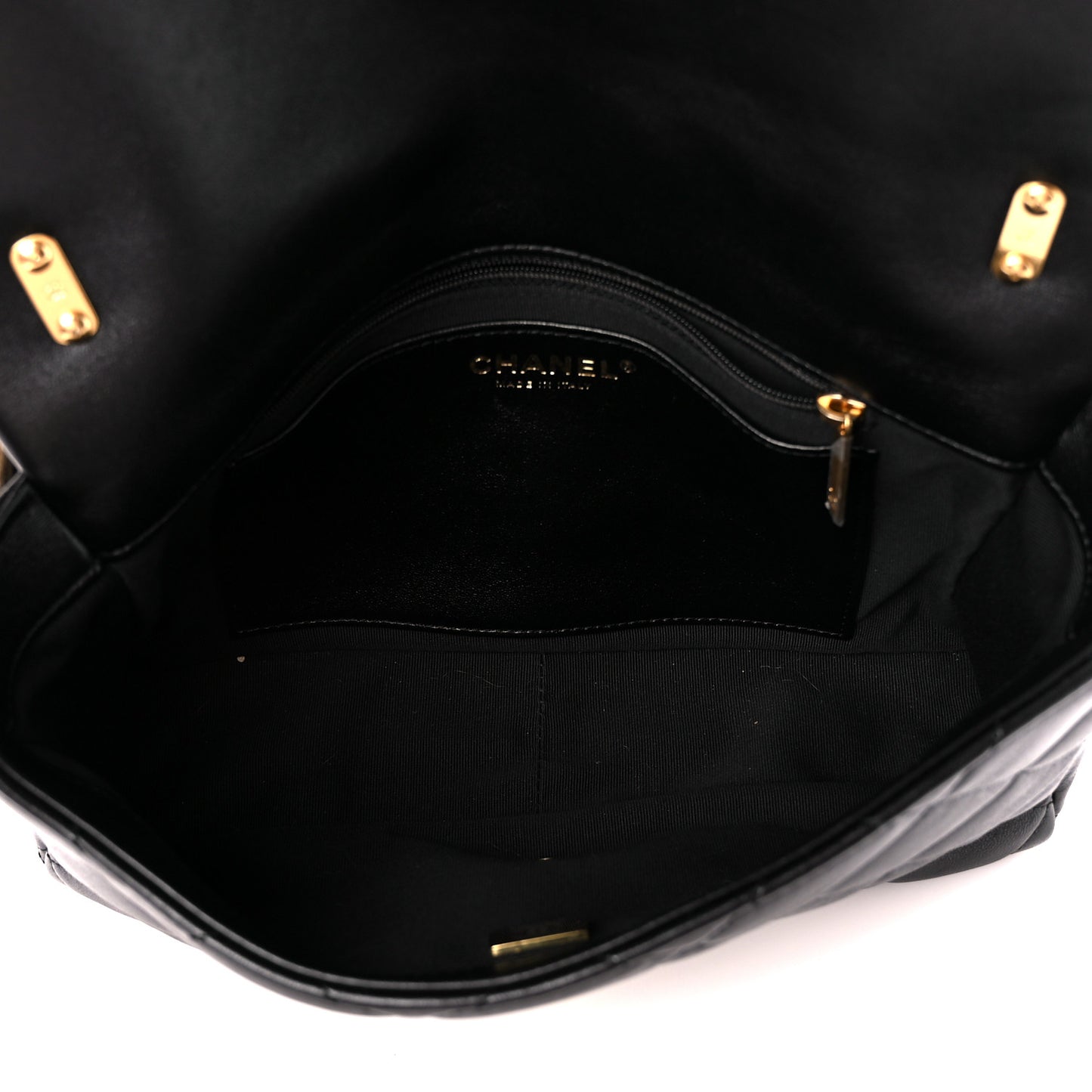 Lambskin Quilted Large CC Funky Town Flap Black