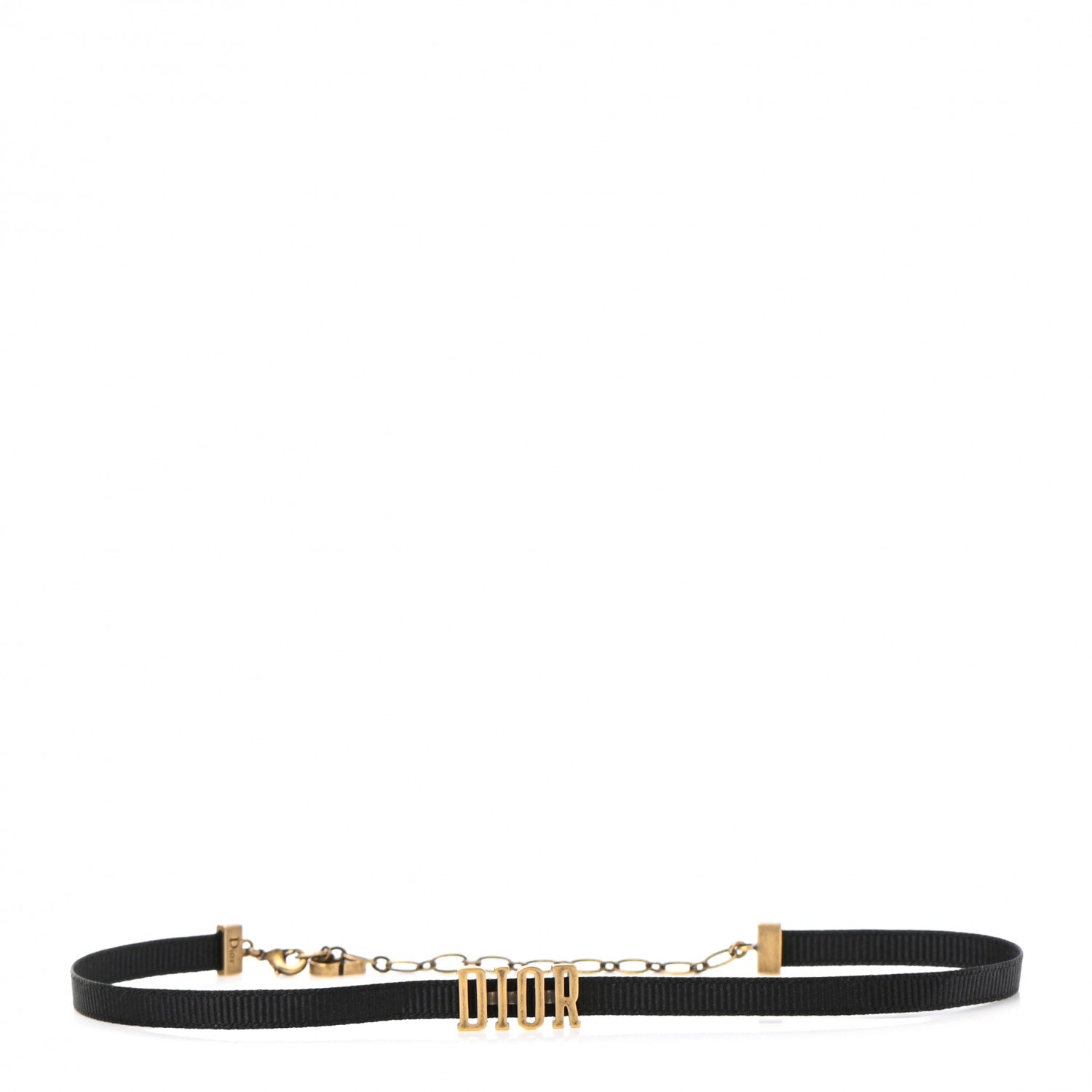 Christian Dior Grosgrain Ribbon Dior Logo Choker Necklace Black 1 of 4