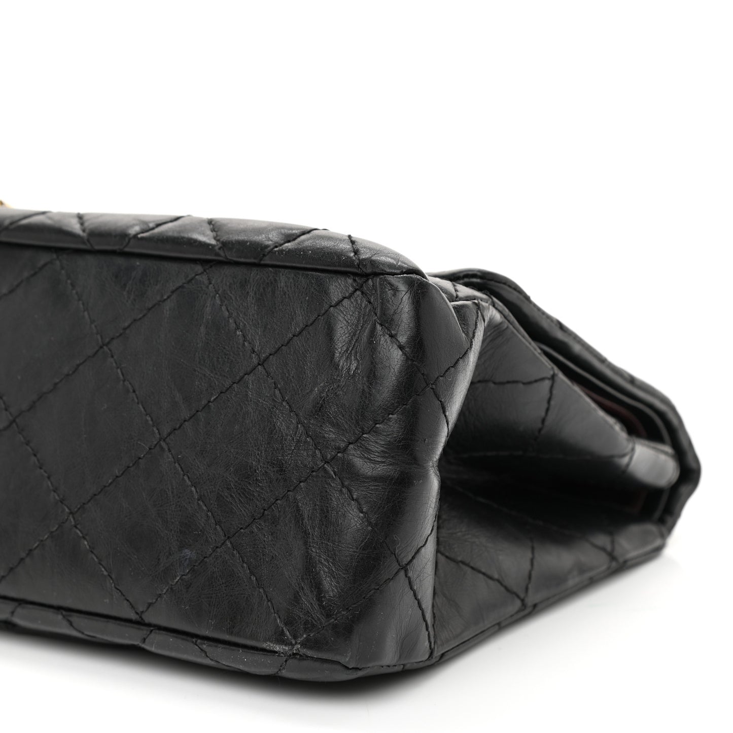 Aged Calfskin Quilted 2.55 Reissue 227 Flap Black
