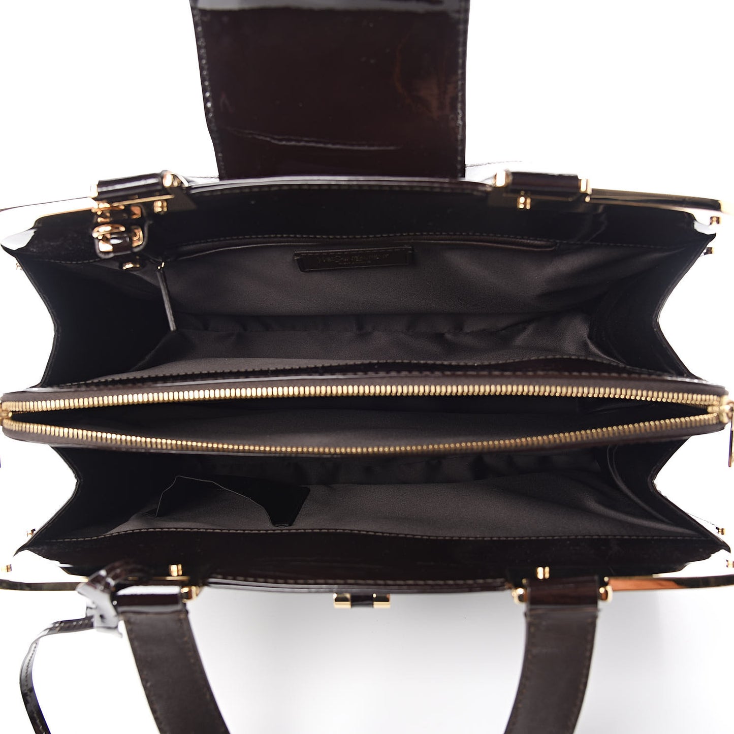 Patent Calfskin Large Uptown Dark Brown