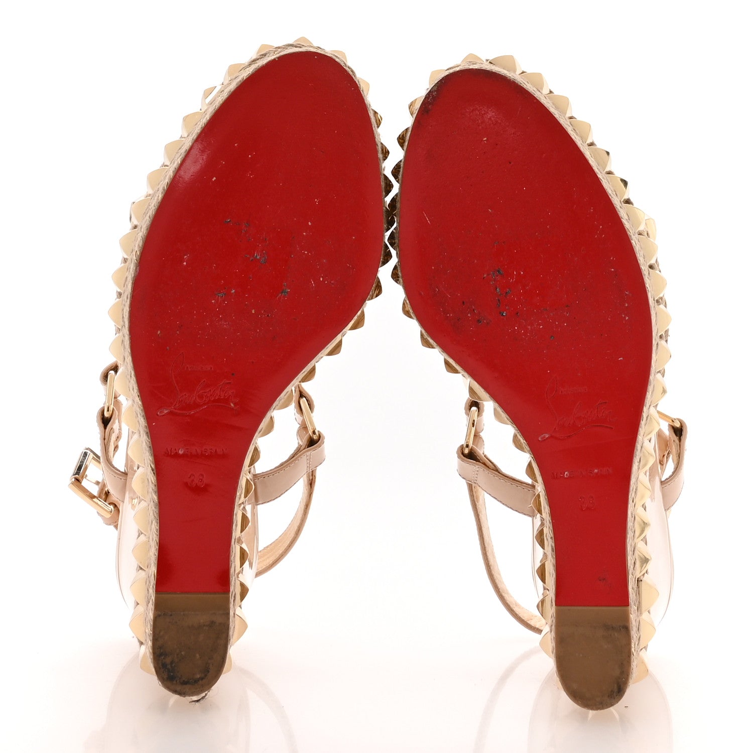 Christian Louboutin Patent Cataclou 110 Wedge Sandals 38 Nude 6 of 7
