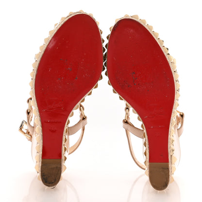 Christian Louboutin Patent Cataclou 110 Wedge Sandals 38 Nude 6 of 7