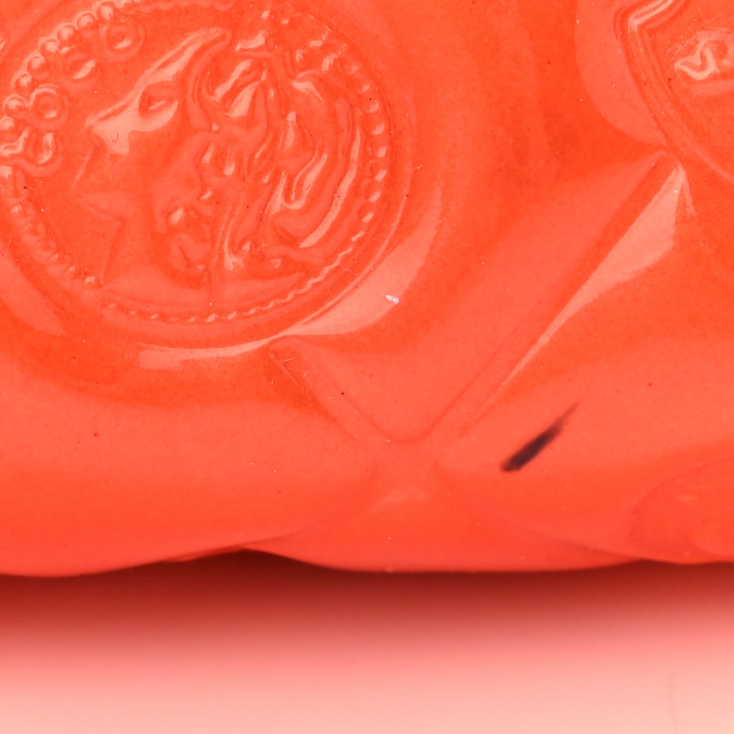 Patent Calfskin Lucky Symbols Pochette Coral