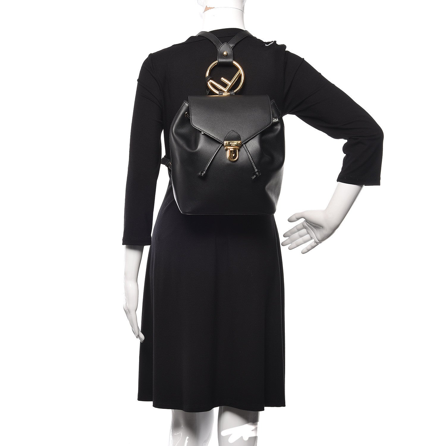 Fendi Vitello Cruise F is Fendi Drawstring Backpack Black 2 of 10