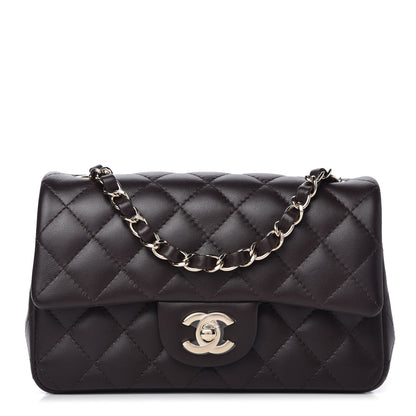 Chanel Lambskin Quilted Mini Rectangular Flap Dark Brown 1 of 11