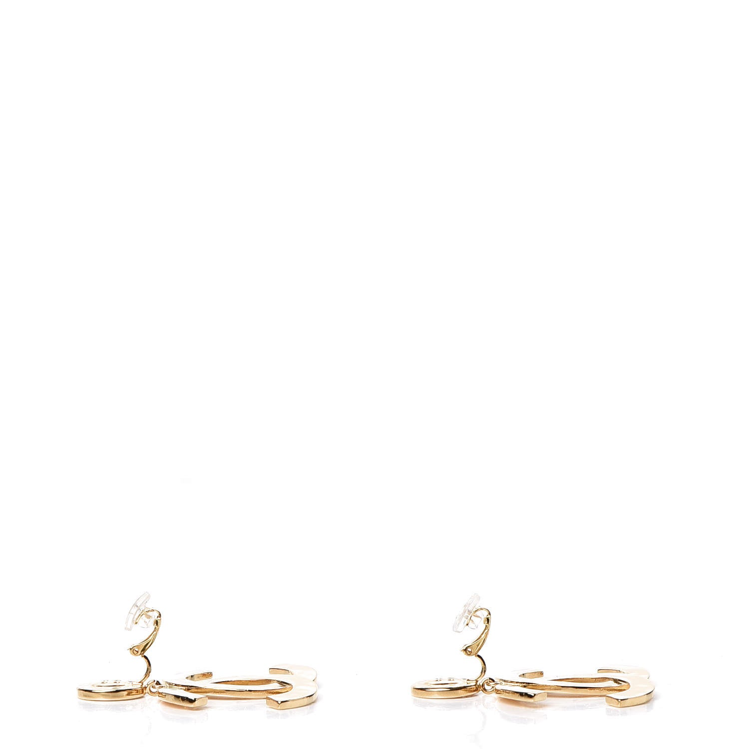 Chanel Metal Large Paris Button Clip On Earrings Gold 3 of 4