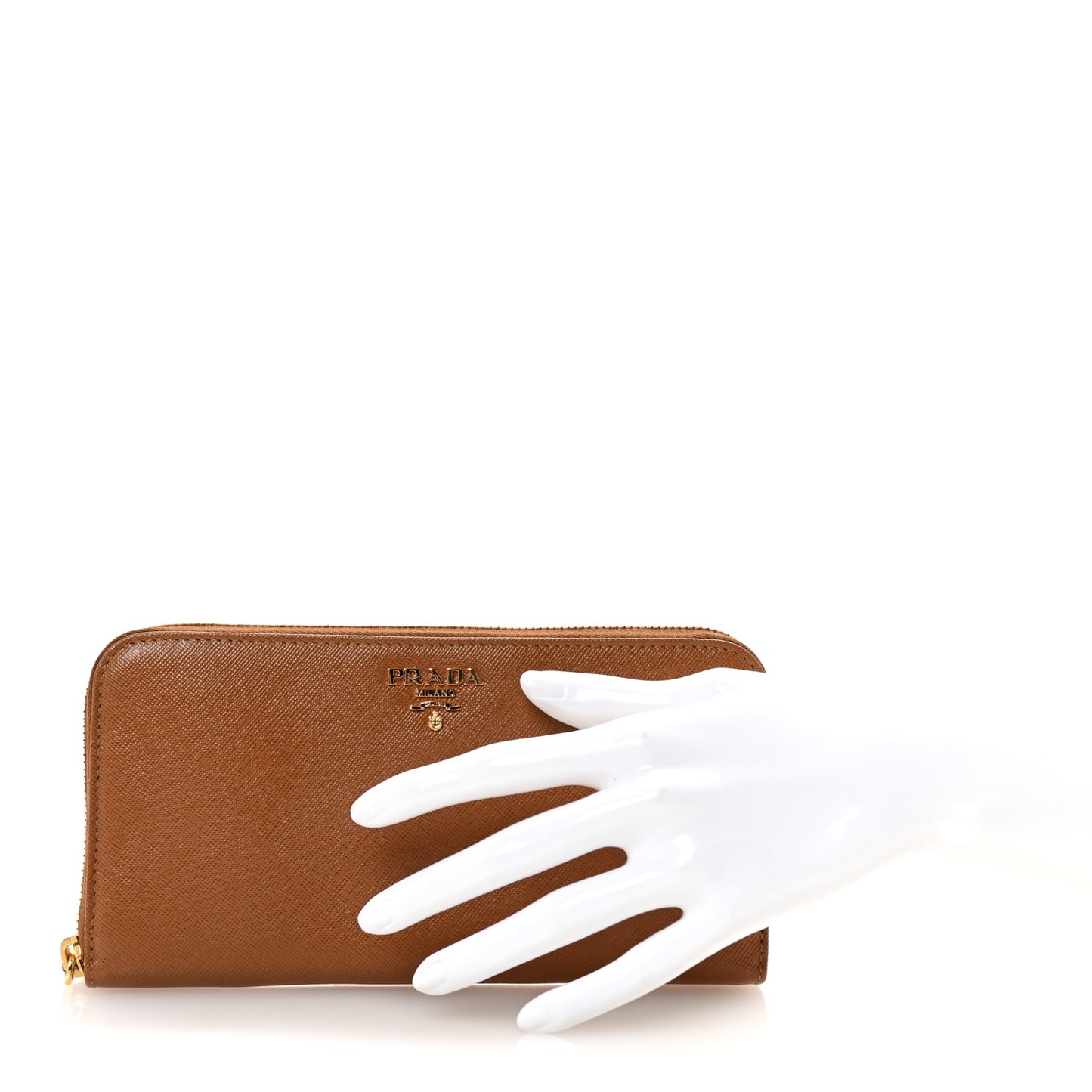 Saffiano Zip Around Wallet Caramel