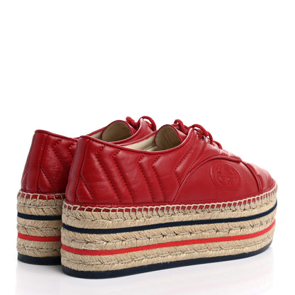 Gucci Nappa Matelasse GG Pilar Flatform Lace-Up Espadrilles 37 Hibiscus Red 4 of 12