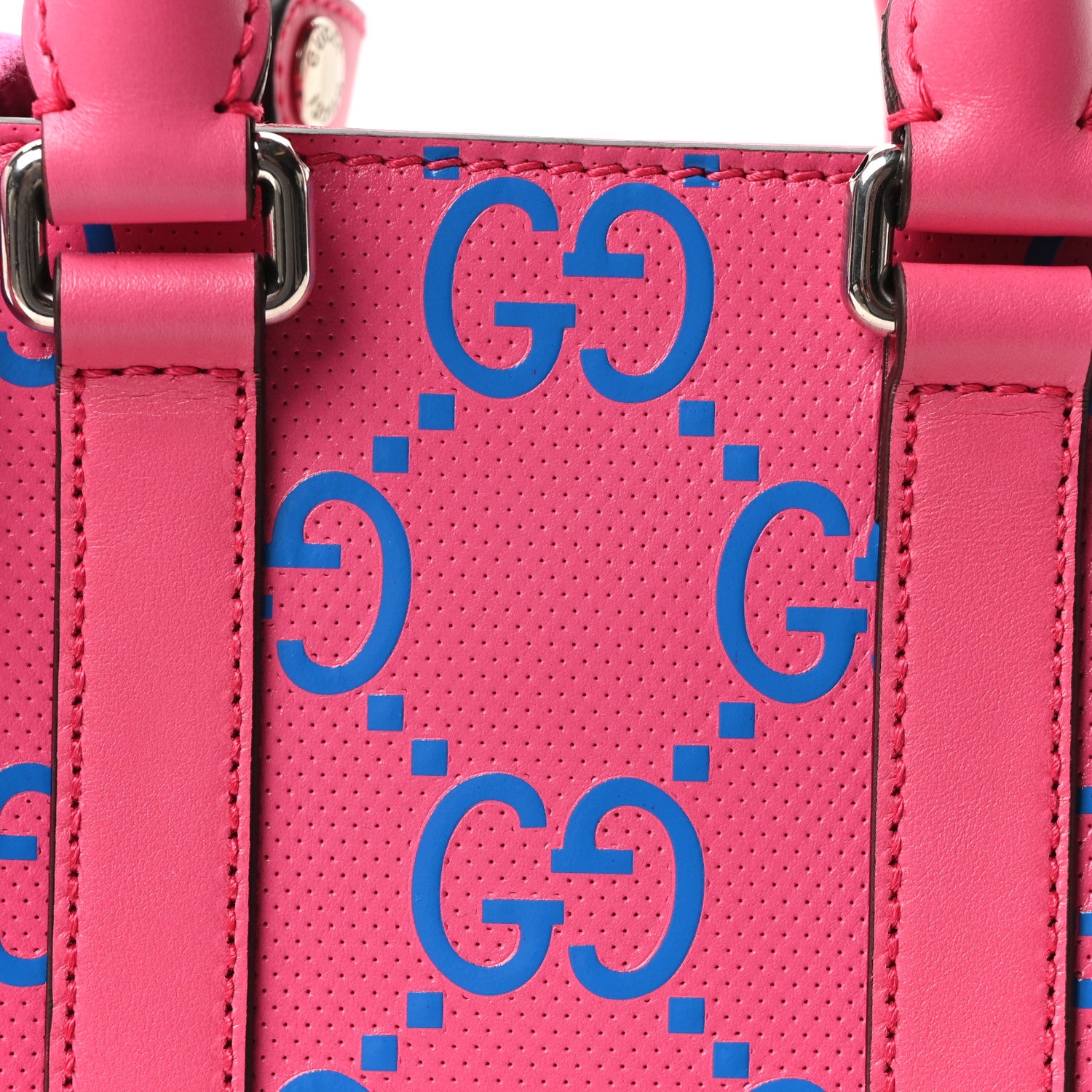 Gucci Calfskin GG Tennis Embossed Mini Tote Bag Modern Fuchsia