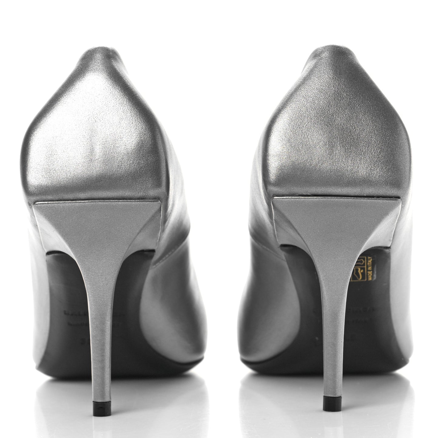 Metallic Nappa Square Knife 80mm Pumps 38.5 Silver