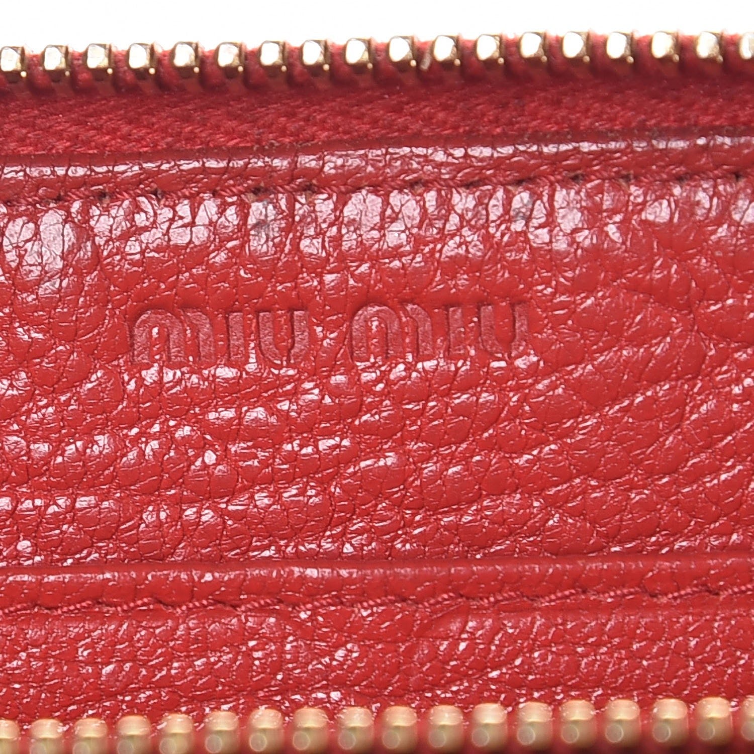 Miu Miu Grained Calfskin Zip Around Wallet Rosso 9 of 14