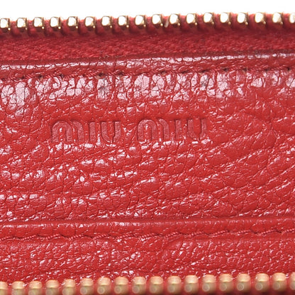 Miu Miu Grained Calfskin Zip Around Wallet Rosso 9 of 14