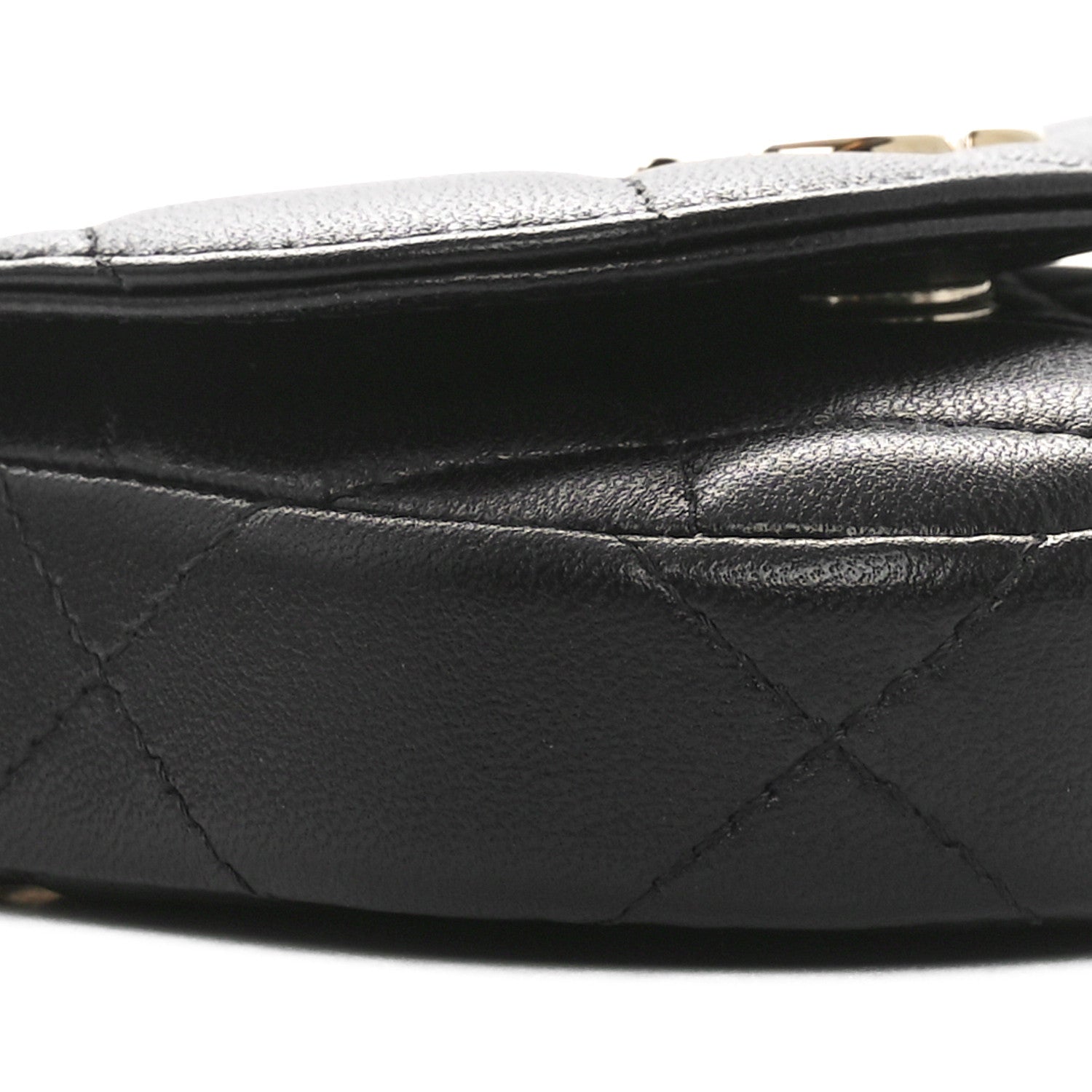 Chanel Lambskin Quilted Pearl Top Handle Clutch With Chain Black 11 of 13