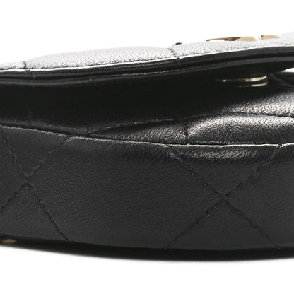 Chanel Lambskin Quilted Pearl Top Handle Clutch With Chain Black 11 of 13