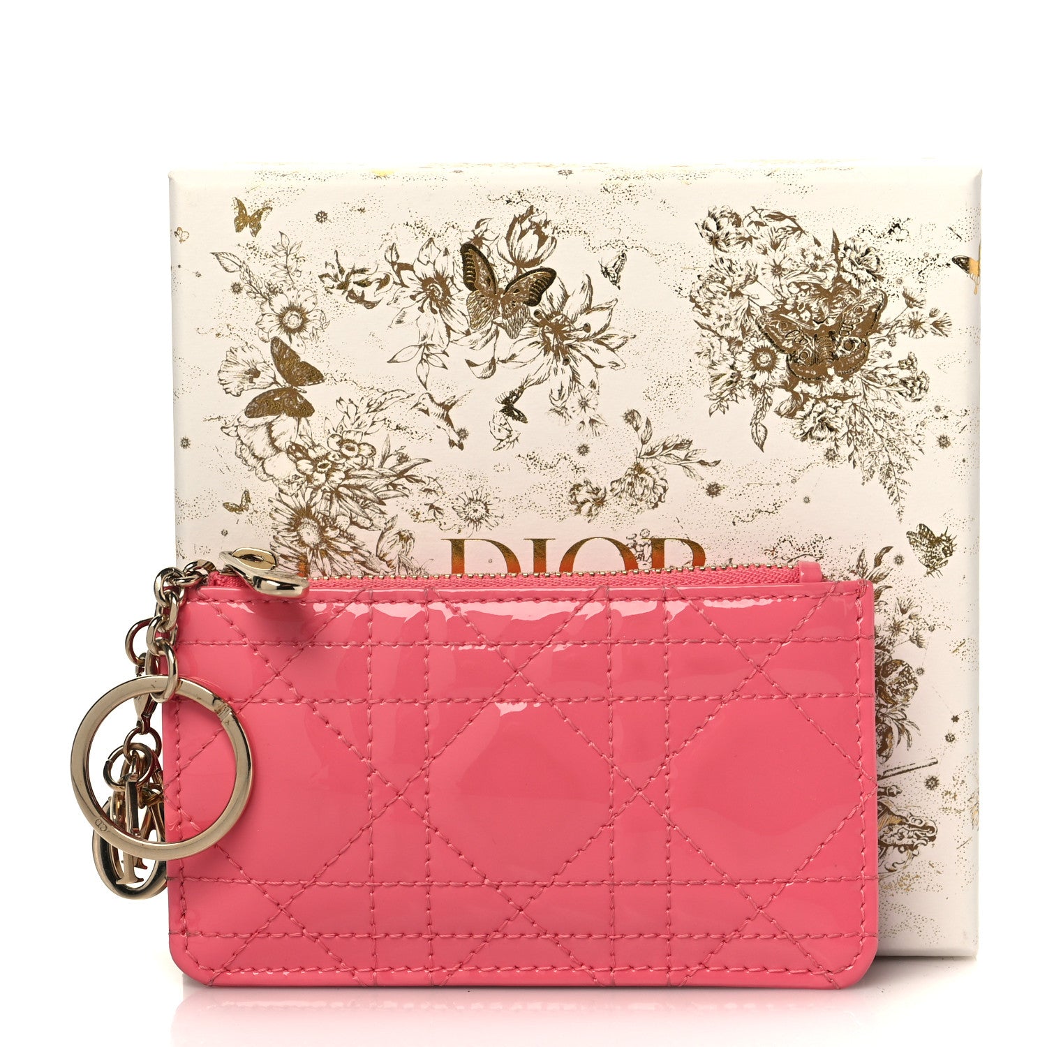 Christian Dior Patent Cannage Lady Dior Key Pouch Pink 8 of 8