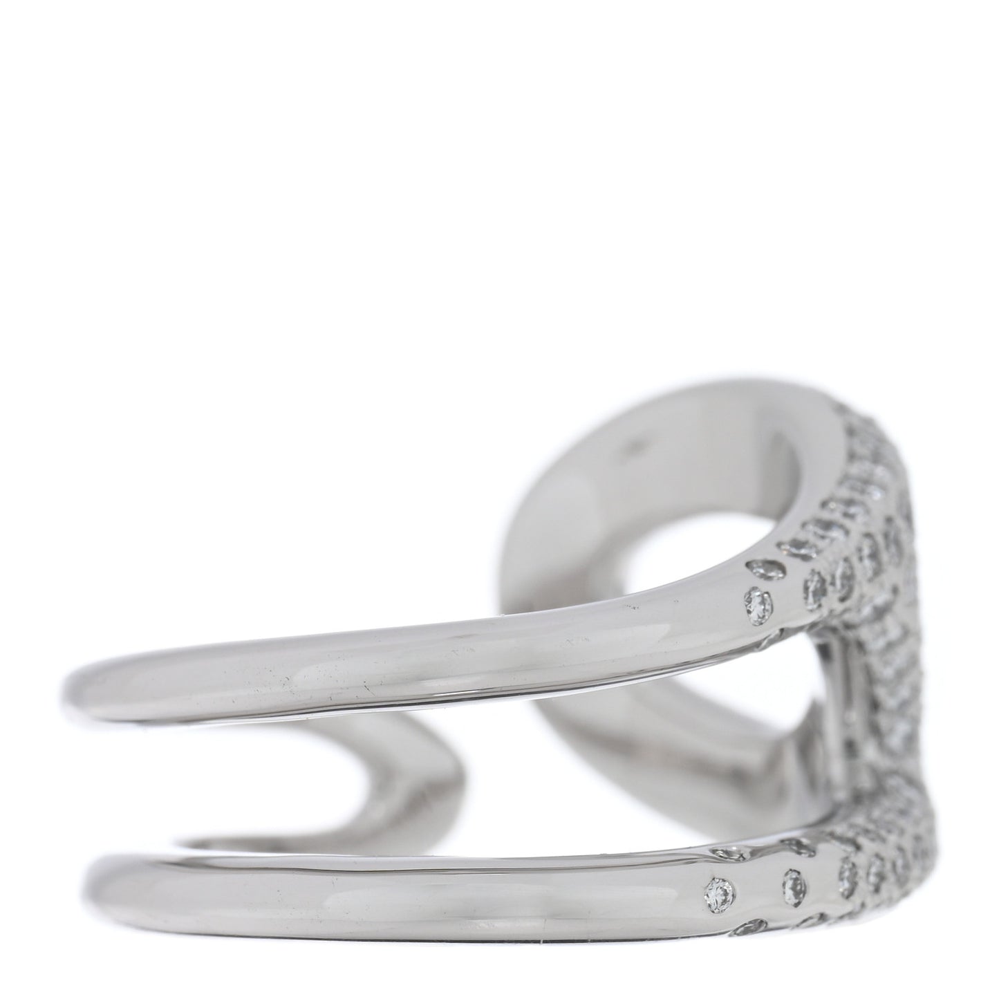 18K White Gold Diamond Chaine d'Ancre Punk Ring 52 6
