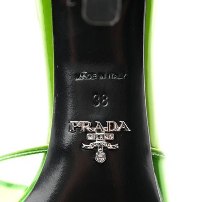 Prada Plexiglass Vernice Metal Triangle Logo 65mm Slide Sandals 38 Mela 7 of 11