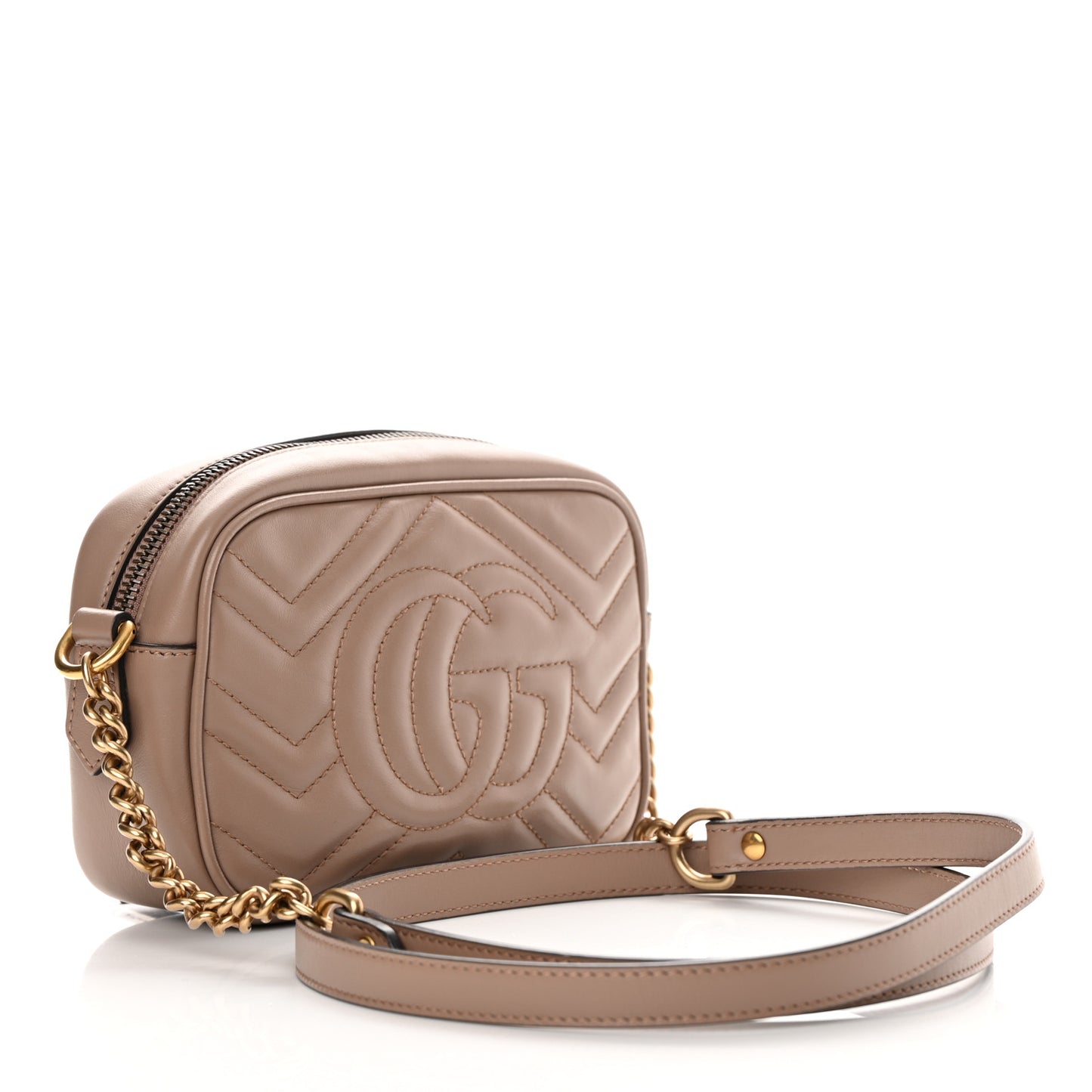 Calfskin Matelasse Mini GG Marmont Chain Shoulder Bag Porcelain Rose