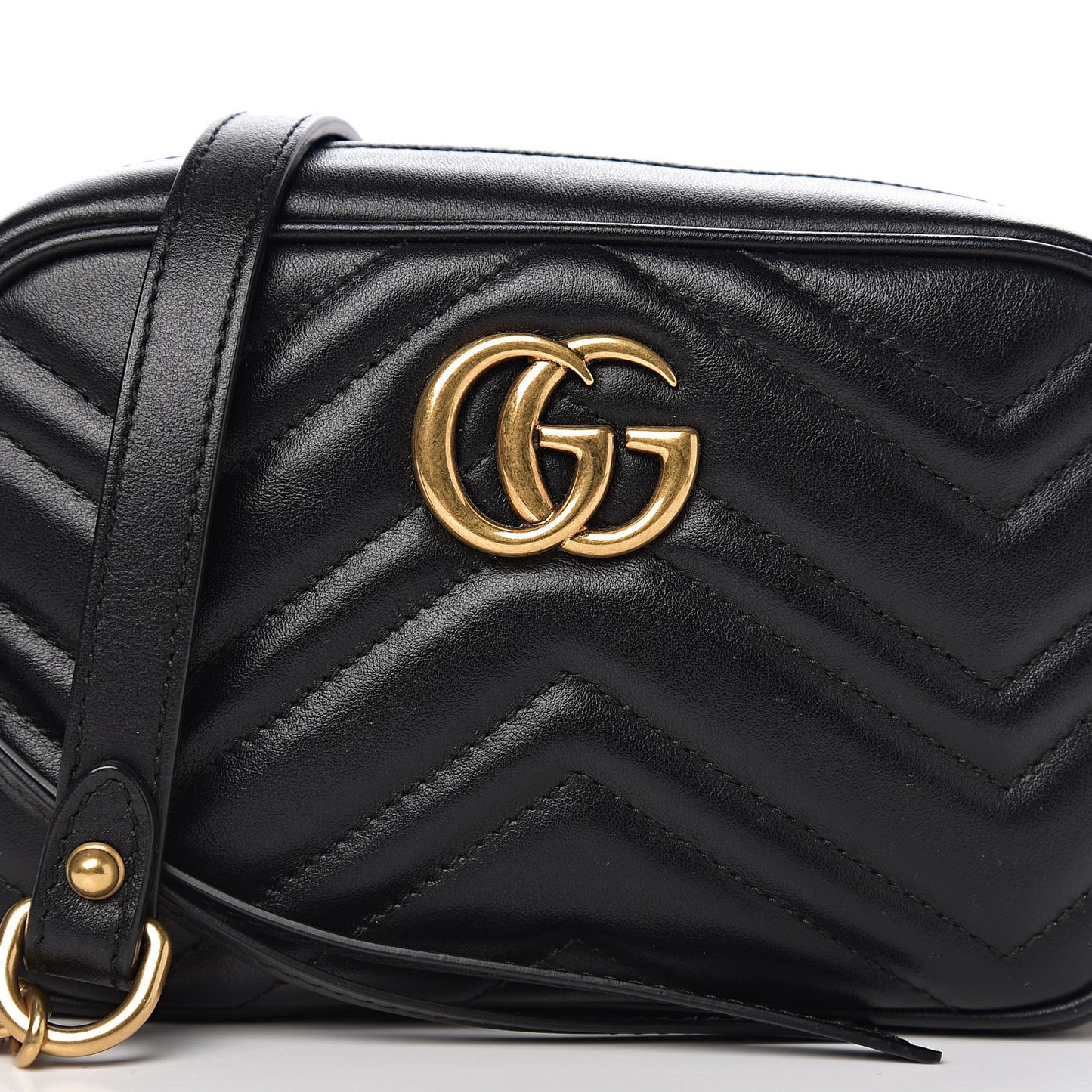 Calfskin Matelasse Mini GG Marmont Chain Shoulder Bag Black