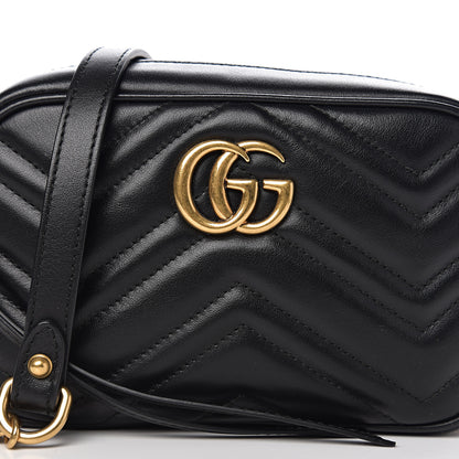 Gucci Calfskin Matelasse Mini GG Marmont Chain Shoulder Bag Black 9 of 9