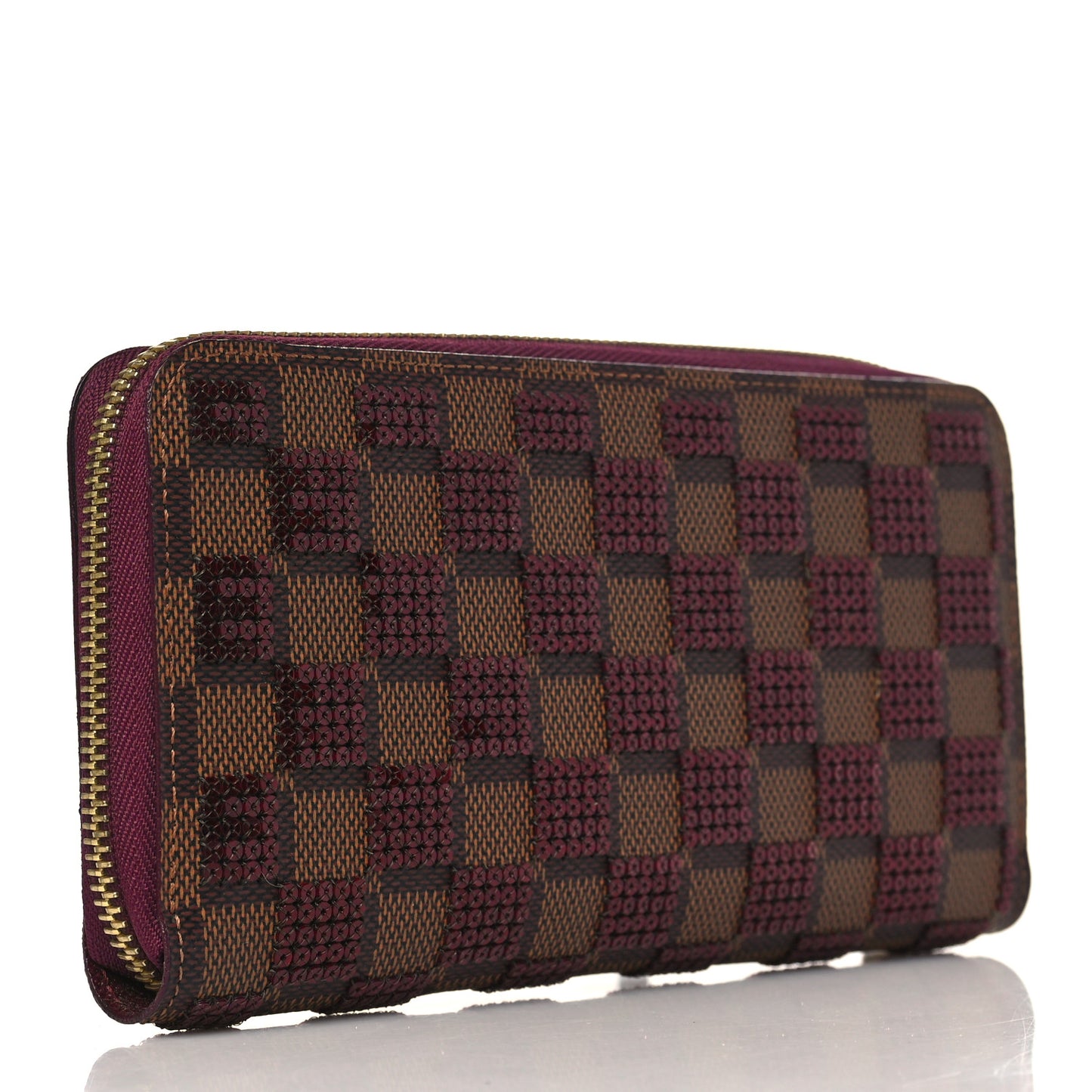 Damier Paillettes Zippy Wallet Red