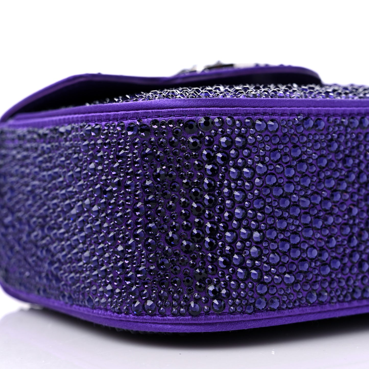 Satin Crystal Studded Mini La Medusa Bag Purple