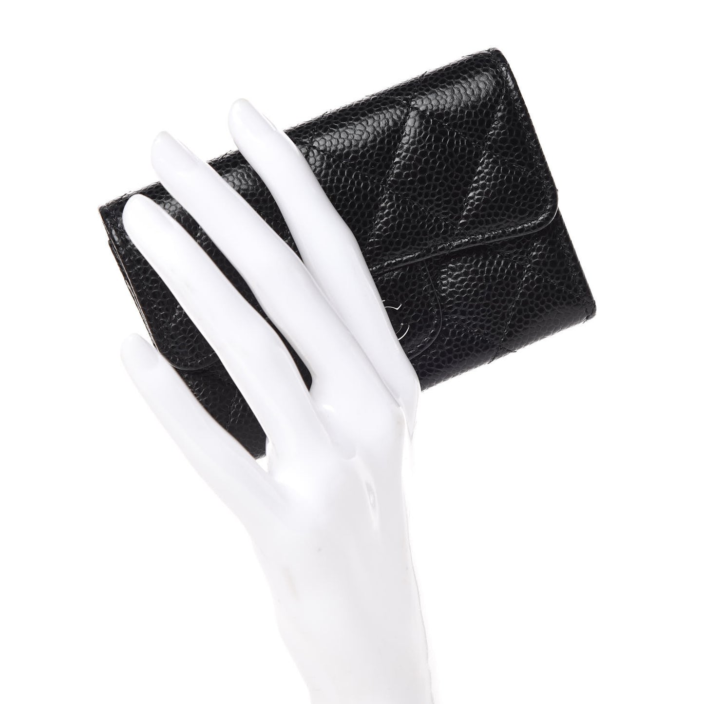 Caviar Quilted Flap Card Holder Black